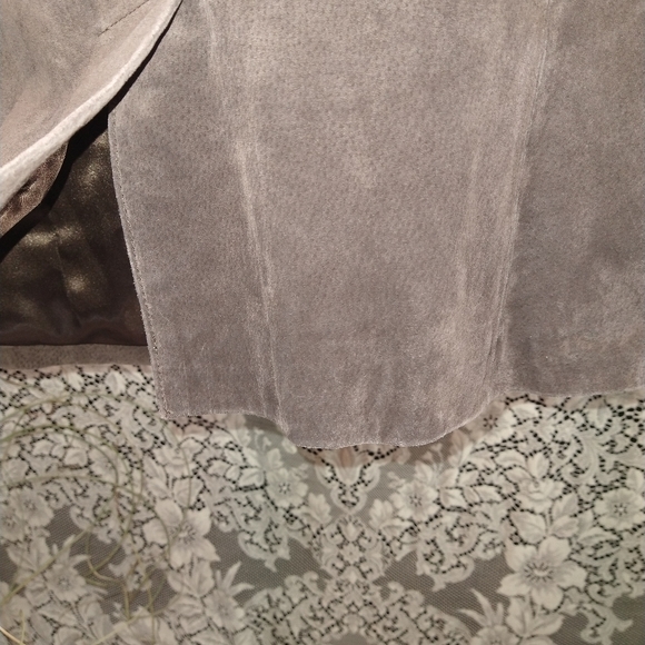 Terry Lewis brown coat genuine leather lined shiny silver trim vintage - Picture 8 of 9